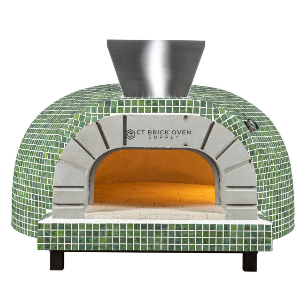 HP-100 Built-In Pizza Oven with green square mosaic dome - CT Brick Oven Supply