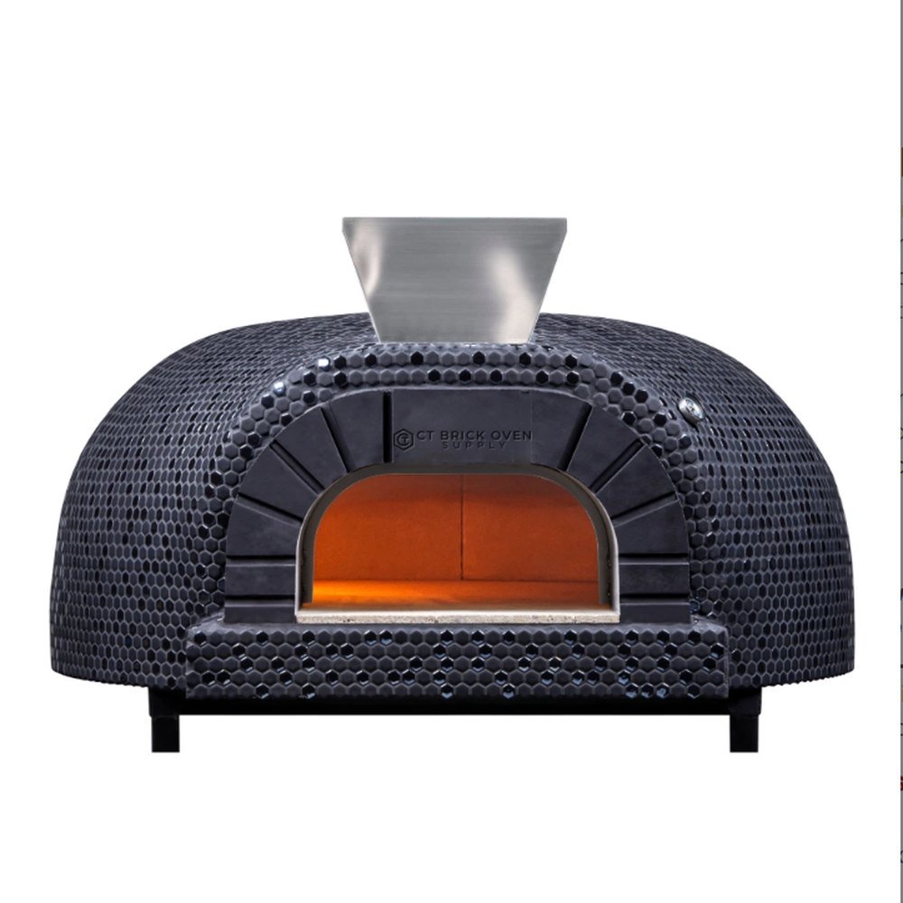 HP-120 Built-In Pizza Oven with black hexagonal mosaic and black opening
