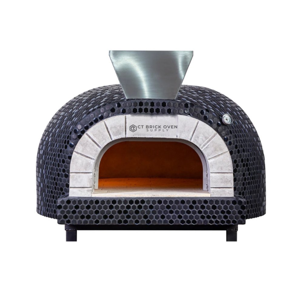 HP-85 Built-In Pizza Oven with black hexagonal mosaic and natural opening
